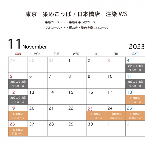 東京WSスケジュール11月
